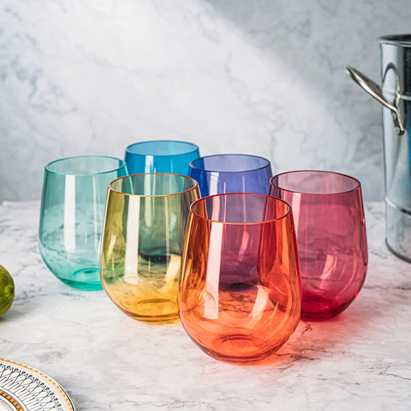 Colored Stemless Acrylic Wine Glass