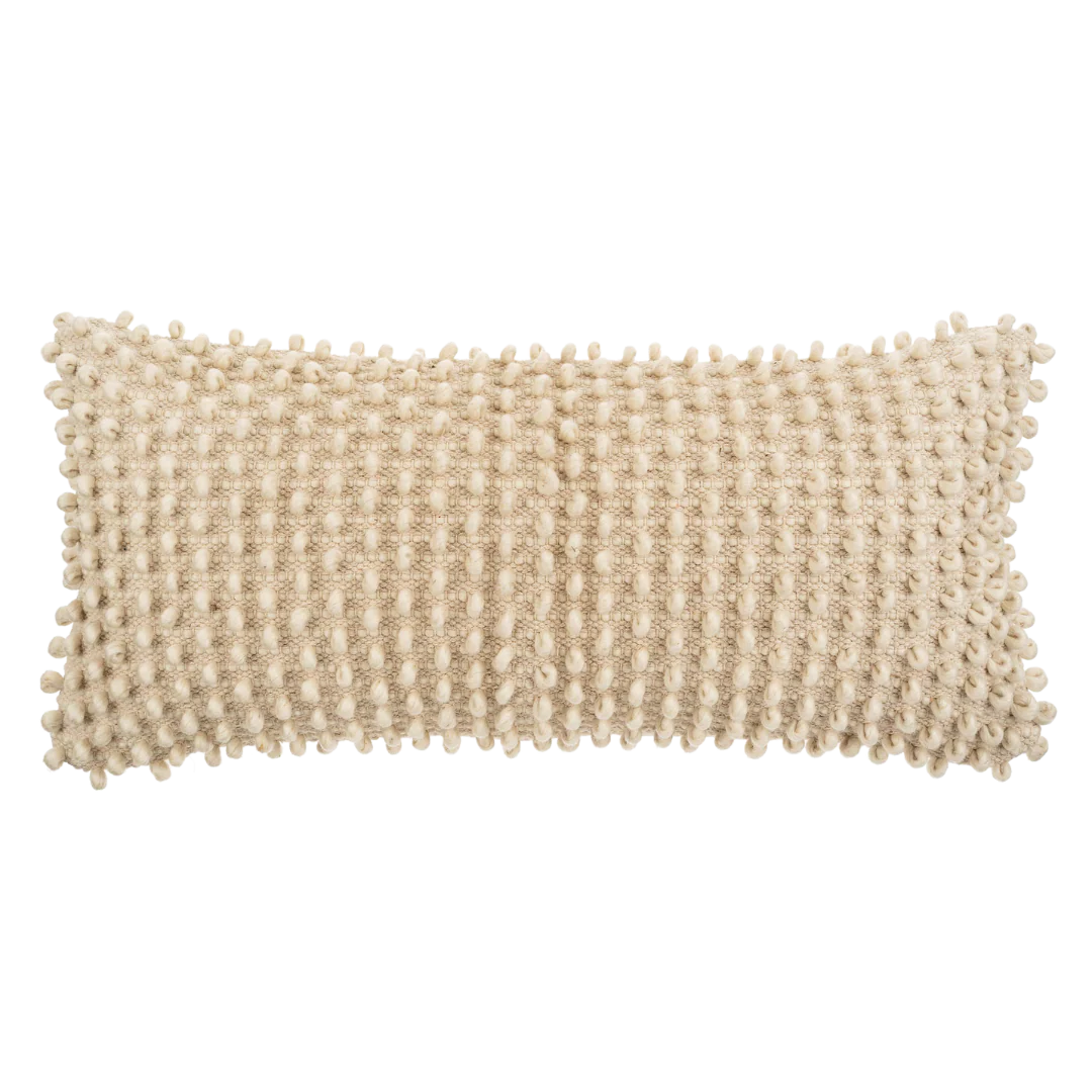 Indaba Wool Loop Pillow – Handwoven Wool Texture in Cream – Chêne Blanc