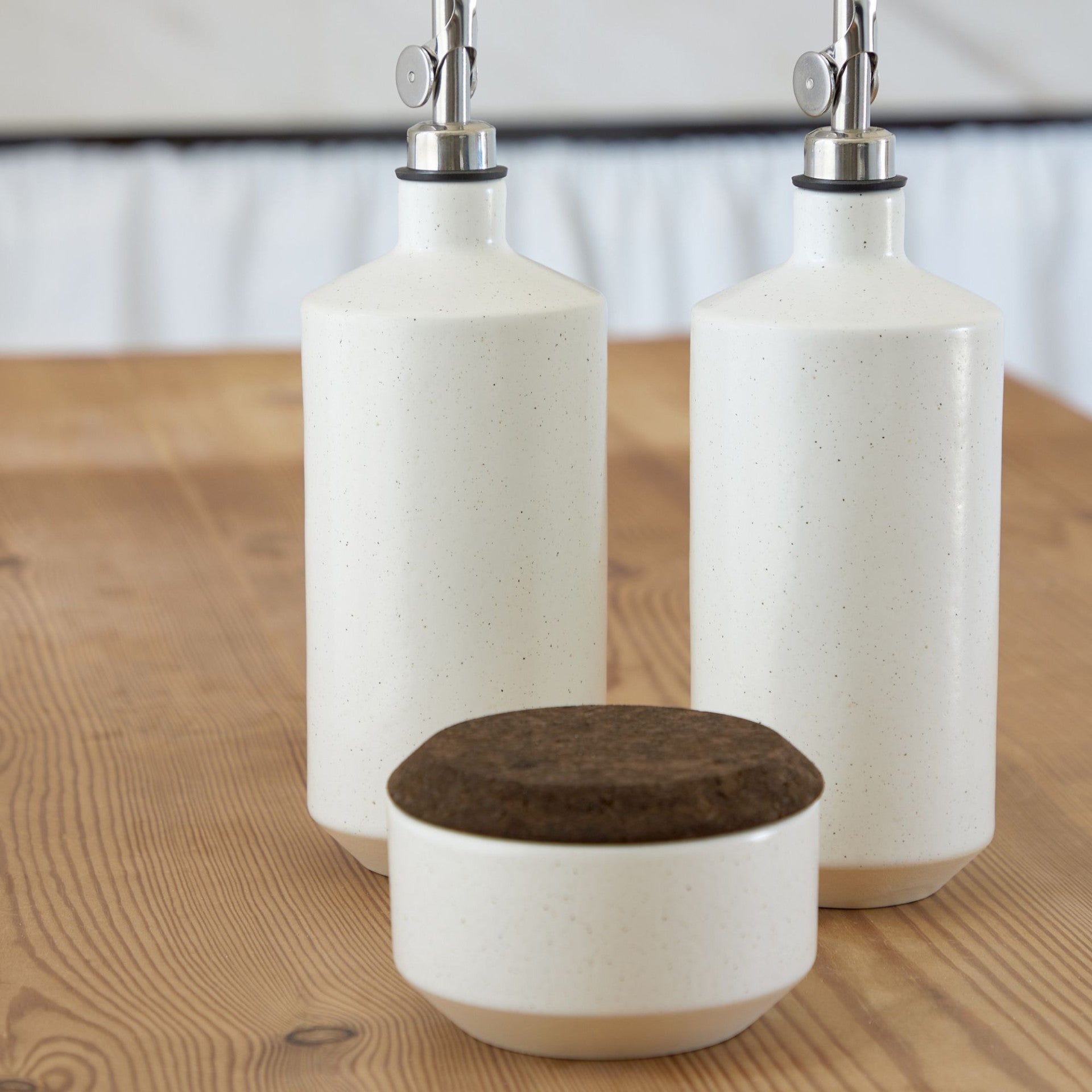 Modern Storage Salt Cellar with Cork Lid – Stoneware Kitchen Accessory ...