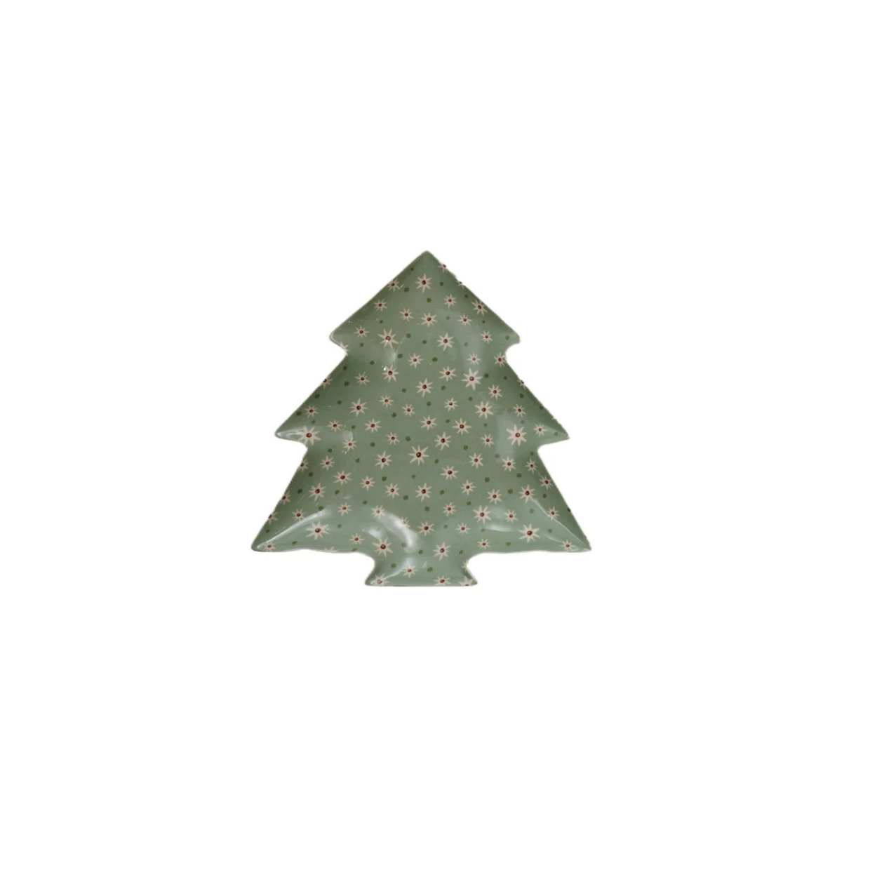 Stoneware Tree Shaped Plate with Holiday Pattern