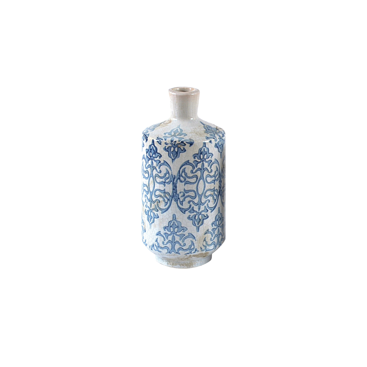 7.5" Blue + White Terracotta Vase