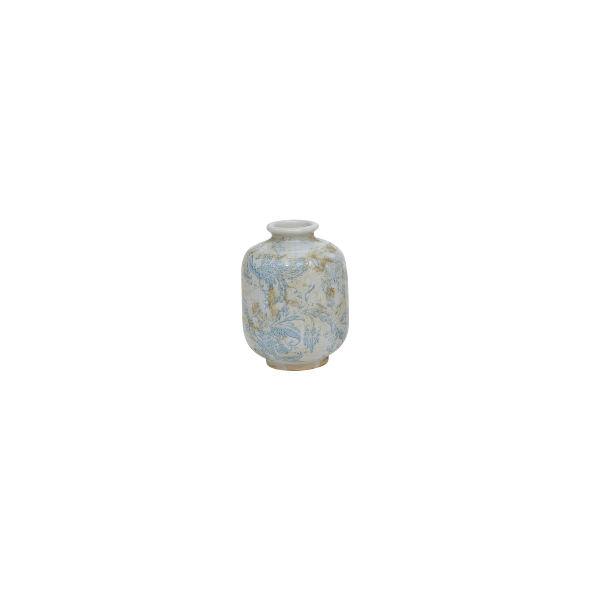 6" Blue + White Terracotta Bud Vase