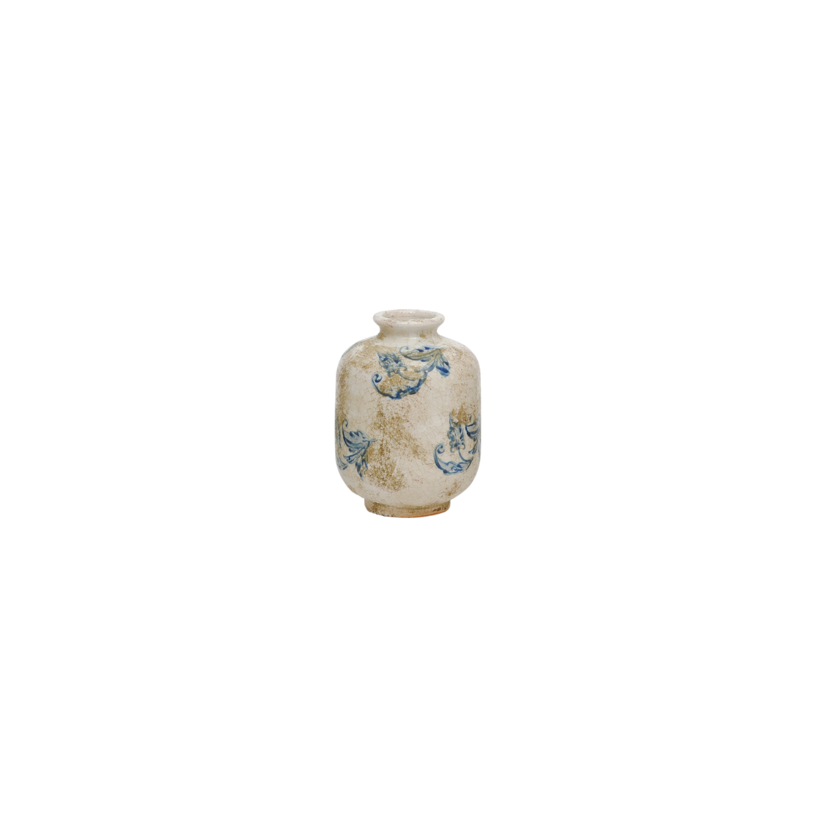 6" Blue + White Terracotta Bud Vase