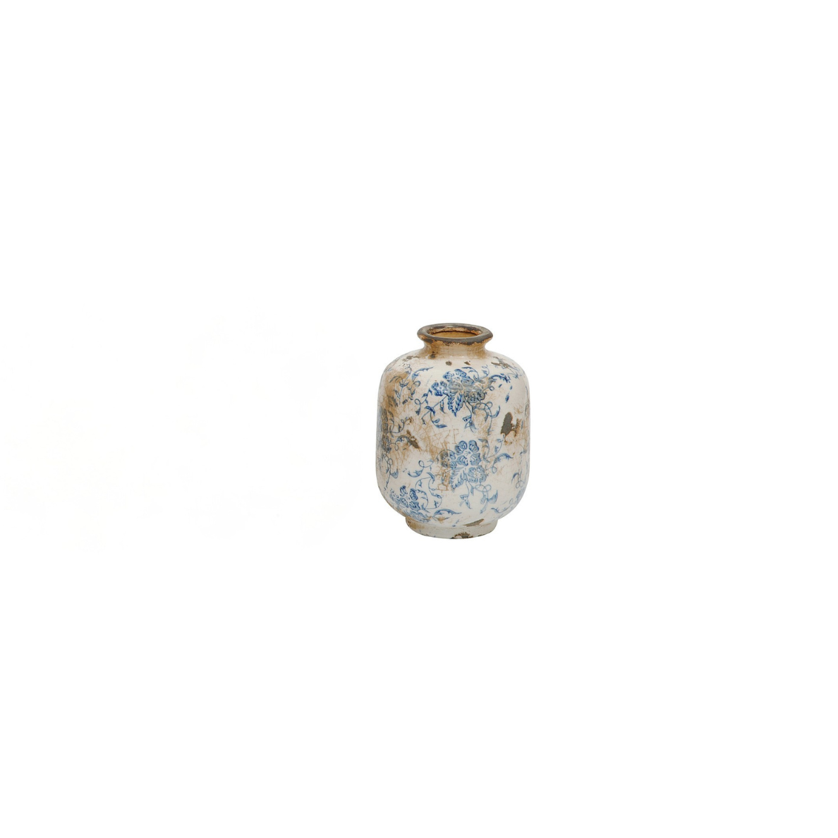 6" Blue + White Terracotta Bud Vase