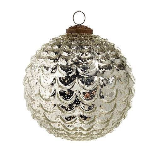 Silver Scalloped Ball Ornament