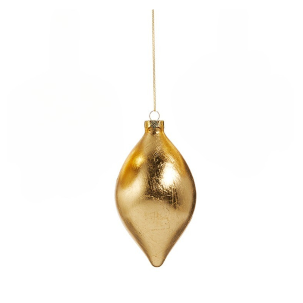 4" Gold Leaf Glass Ornament