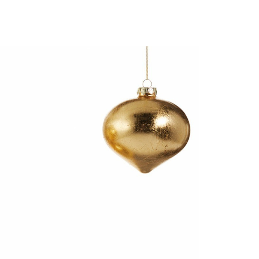 4" Gold Leaf Glass Ornament