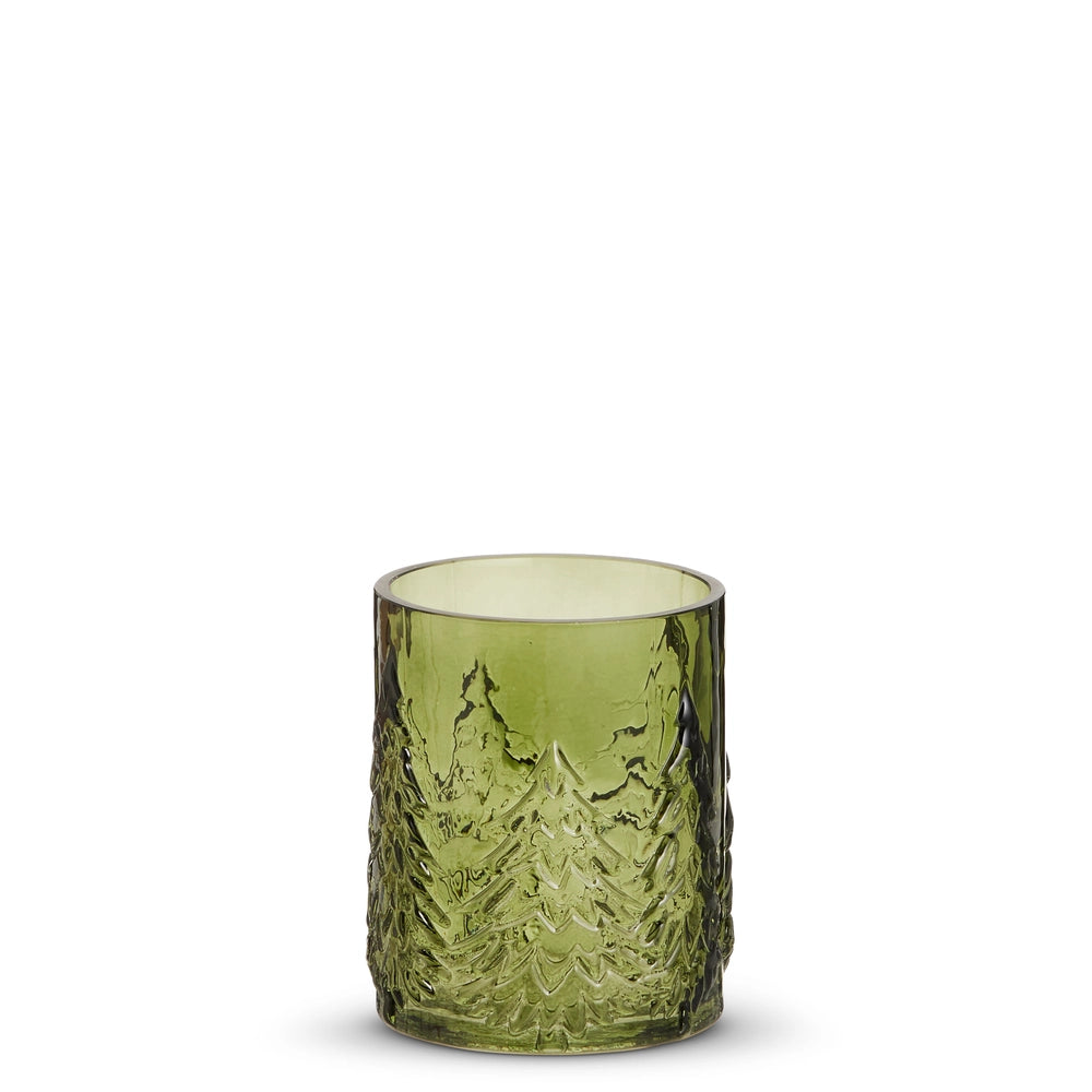 Green Glass Tree Container