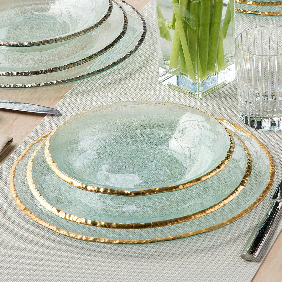 Glass Platinum Rim Dinner Set Annieglass Edgey Dinner Plate