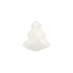 White ceramic Christmas tree ornament on a white background
