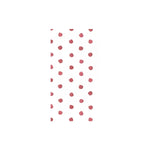 A white rectangular sheet or panel featuring a repeating pattern of small, hand-painted style dusty rose pink polka dots, centered on a solid white background.