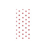 A white rectangular sheet or panel featuring a repeating pattern of small, hand-painted style dusty rose pink polka dots, centered on a solid white background.