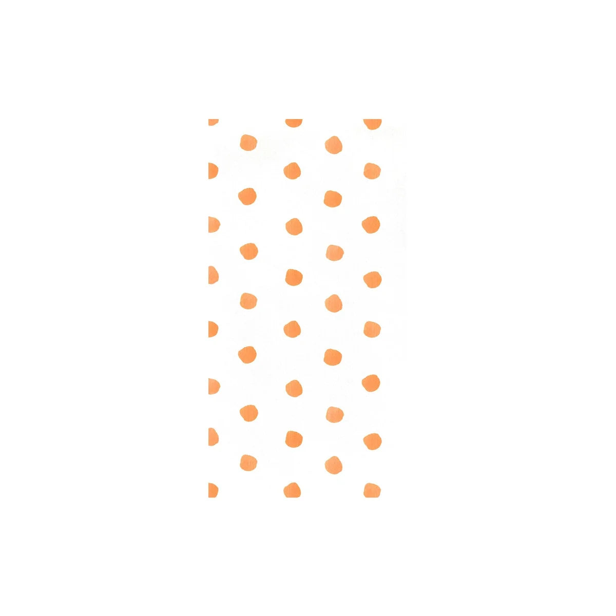 A vertical rectangular panel featuring a repeating pattern of small orange hand-drawn dots on a white background, centered on a solid white canvas.