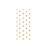 A vertical rectangular panel featuring a repeating pattern of small orange hand-drawn dots on a white background, centered on a solid white canvas.
