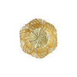 A single round decorative dish with a scalloped, flower-like rim and a ribbed center, shown from above on a plain white background.