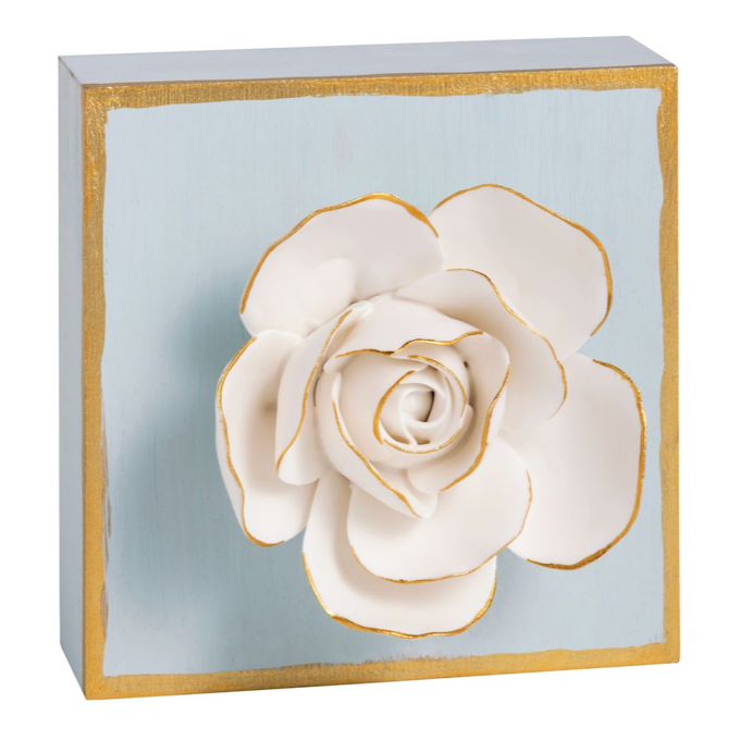 Hand-Painted Wooden Flower Plaque