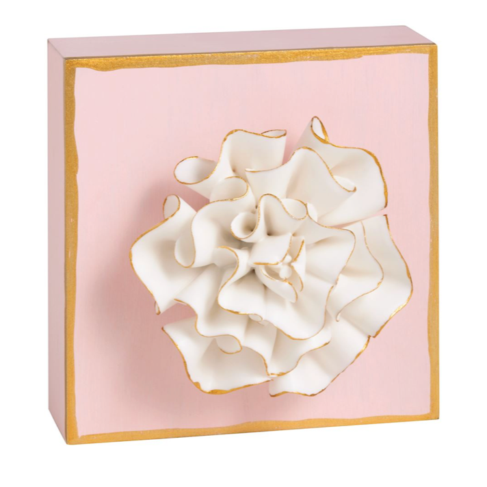 Hand-Painted Wooden Flower Plaque