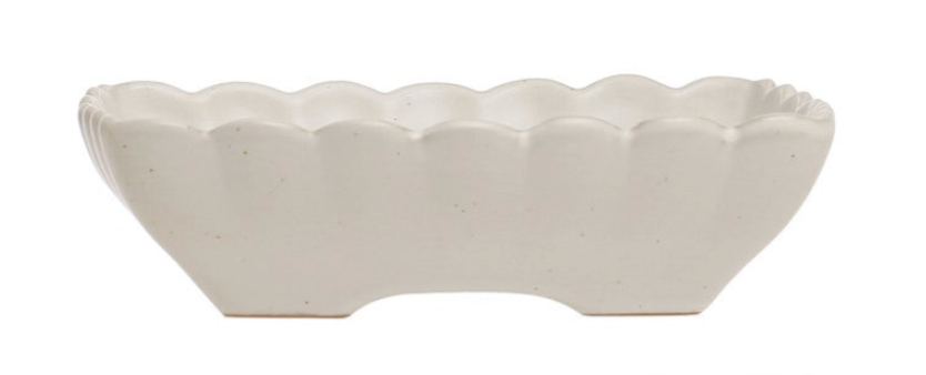 Stoneware Serving Dishes with Scalloped Edge