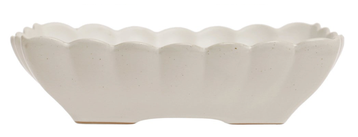 Stoneware Serving Dishes with Scalloped Edge