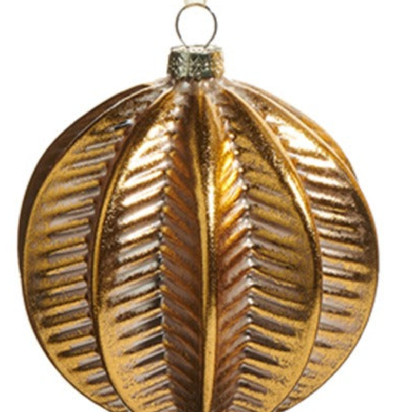 4" Gold Spine Glass Ornament