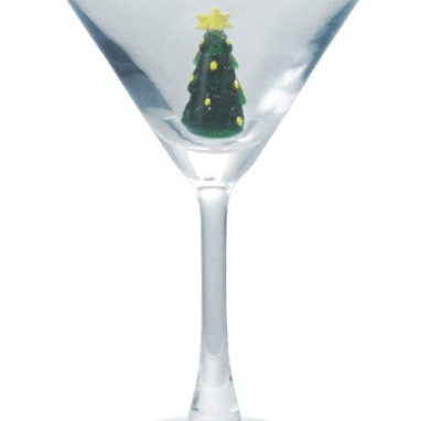Martini Glass with Hand-Blown Holiday Icon