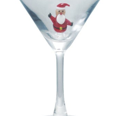 Martini Glass with Hand-Blown Holiday Icon