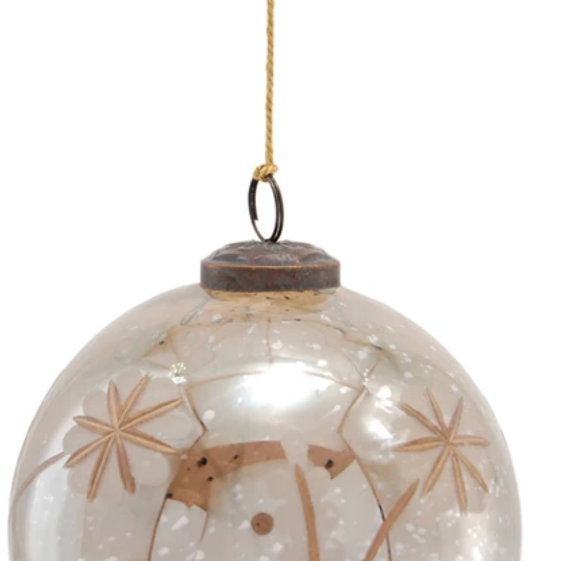 Etched Glass Ball Ornament