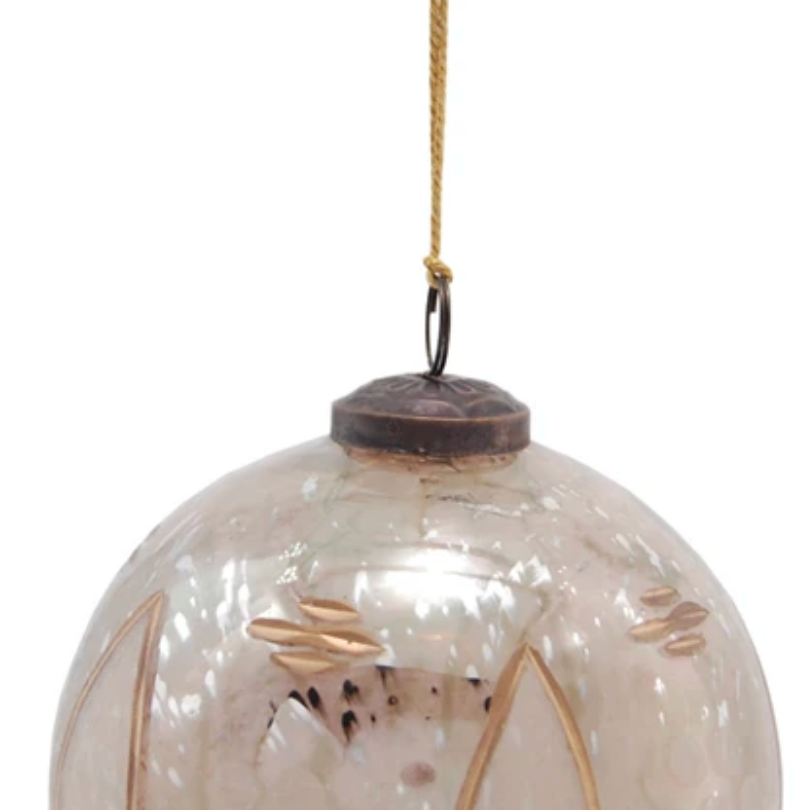 Etched Glass Ball Ornament