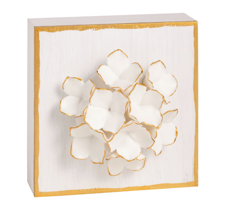 Hand-Painted Wooden Flower Plaque