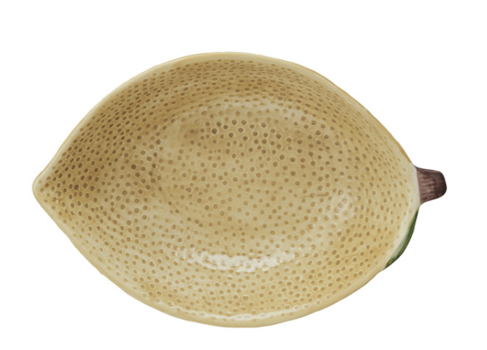 Hand-Painted Lemon Shaped Stoneware Bowl