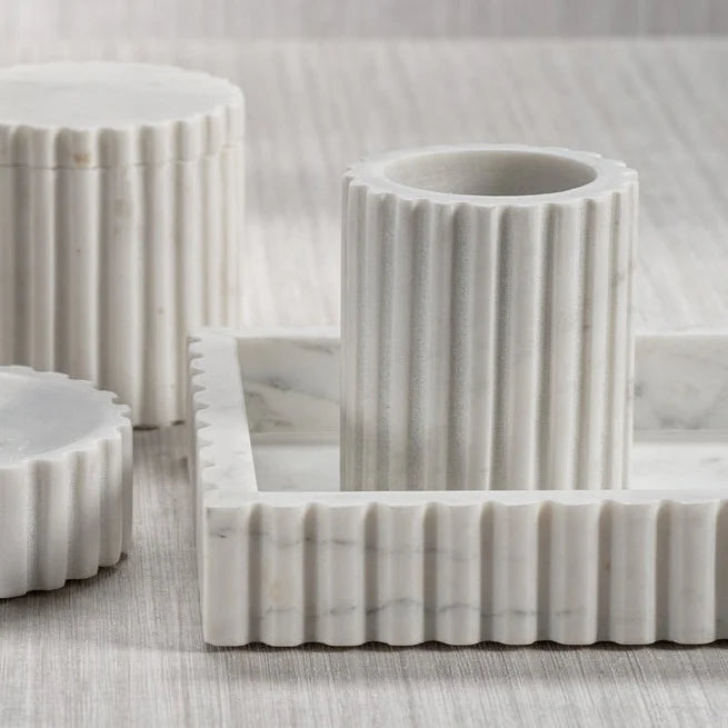 Camogli Fluted White Marble Tumbler