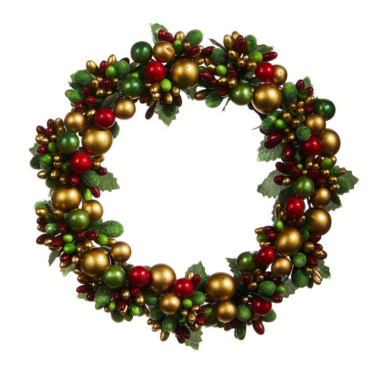 6.5" Beaded Berry Mini Wreath-Candle Ring