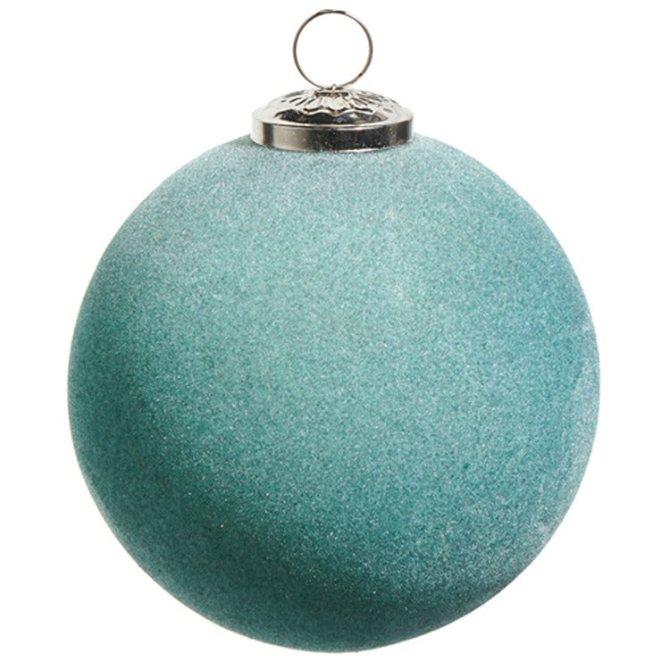 5" Seafoam Green Flocked Ball Ornament