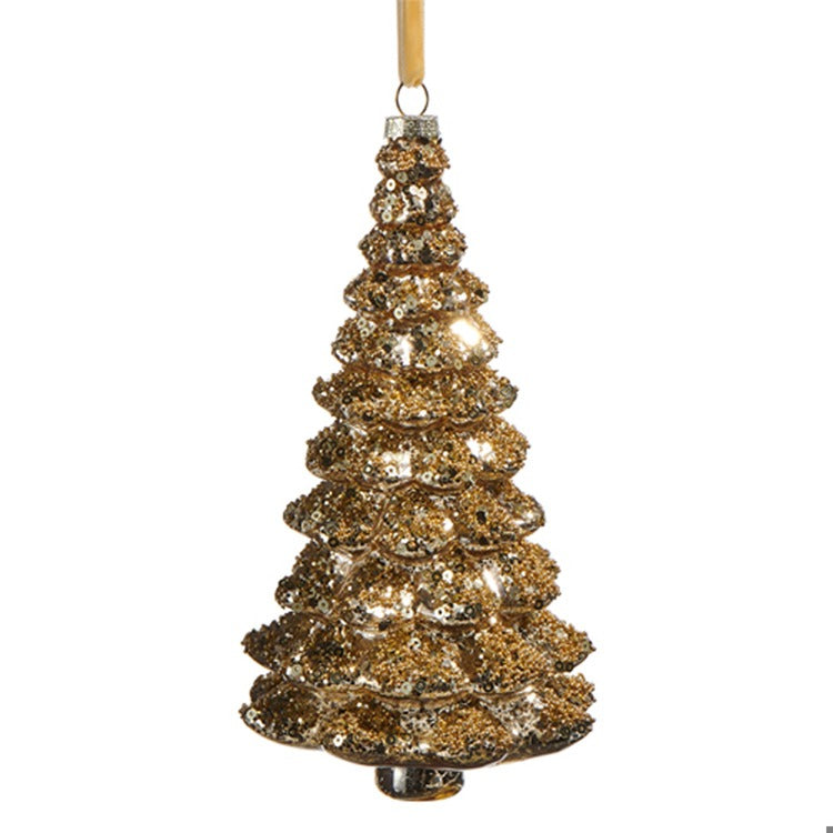 7" Gold Sequin Tree Ornament