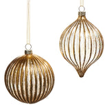 4" Gold Ribbed Ornament