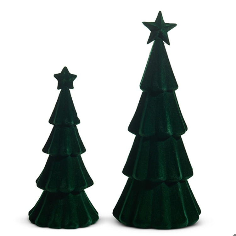 15.5" Green Flocked Trees