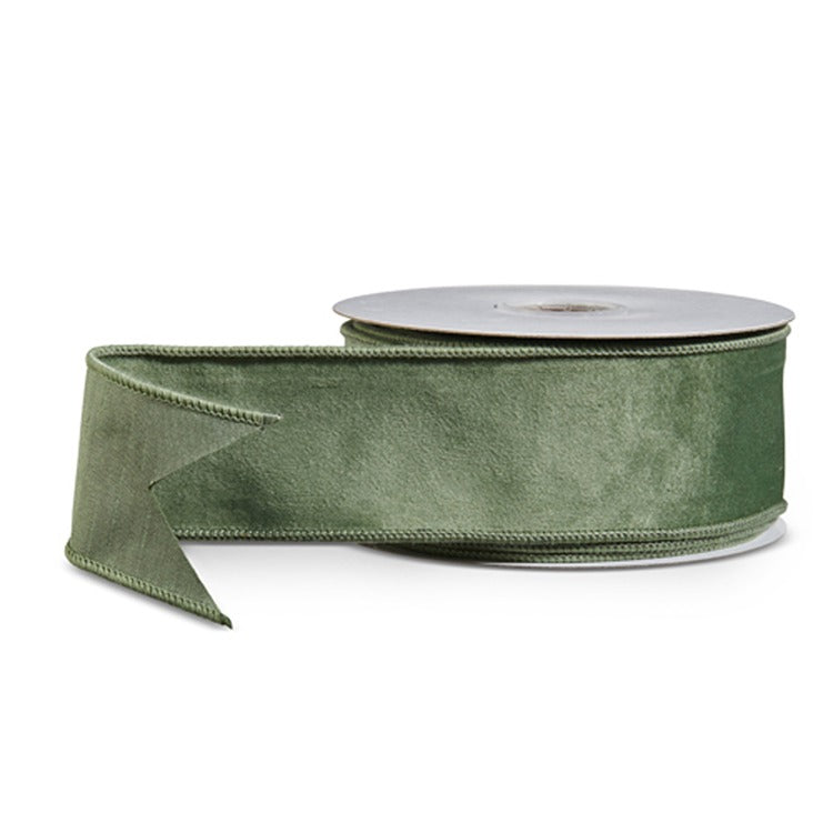 2.5" X 10 Yds Green Velvet Wired Ribbon