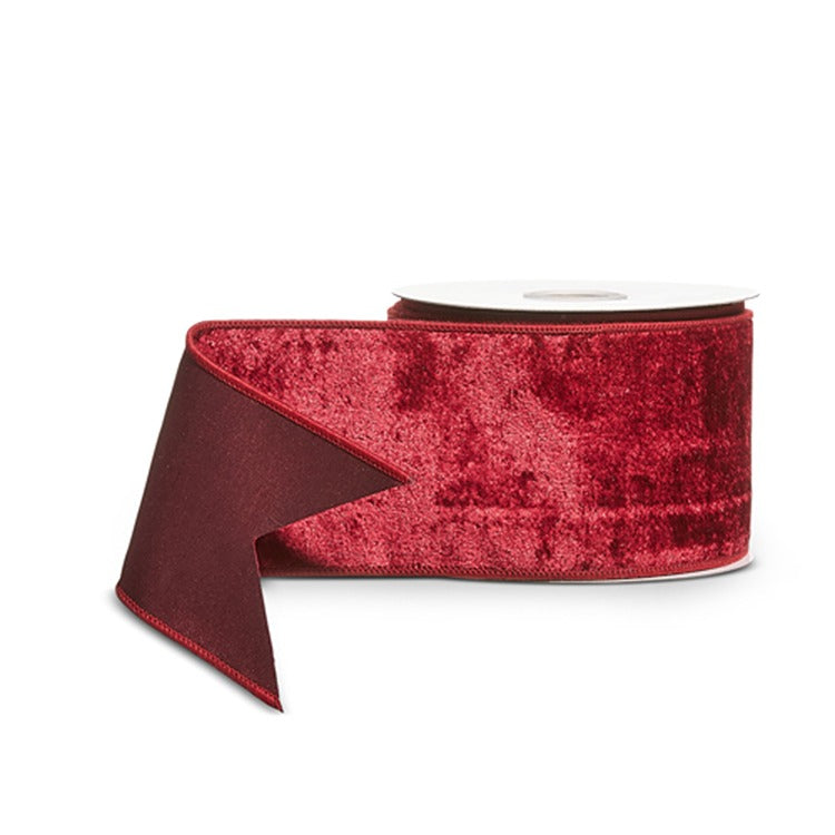 4" X 10 Yds Burgundy Velvet Wired Ribbon