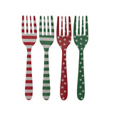 Enameled Stainless Steel Fork with Dots/Stripes Pattern, 4 Styles