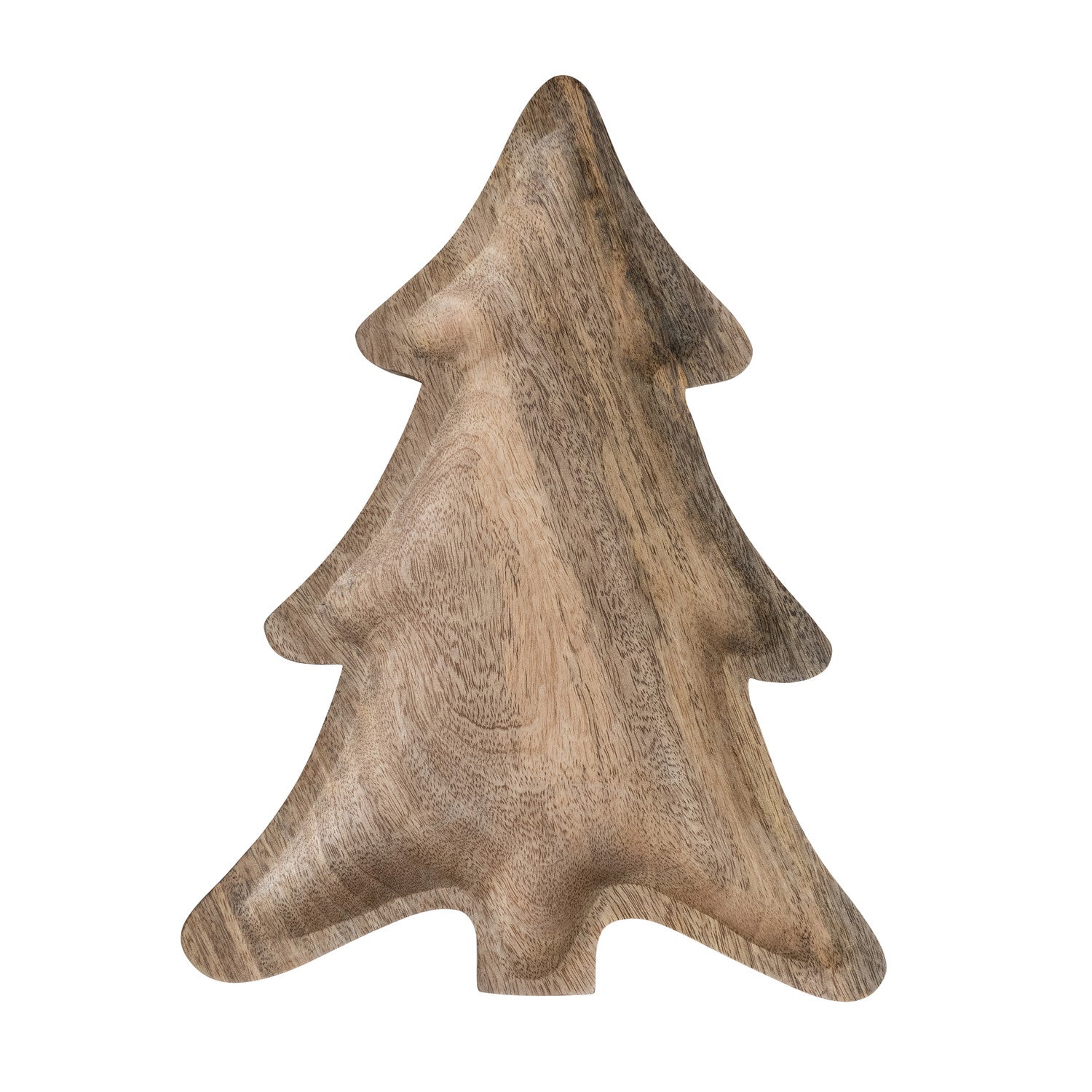 12"L x 9-1/4"W Mango Wood Tree Shaped Tray, Natural