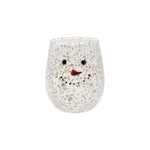 12 oz. Stemless Confetti Wine Glass with Snowman Face