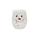 12 oz. Stemless Confetti Wine Glass with Snowman Face