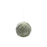 Foam & Fabric Leaves Ball Ornament with Glitter, Ice Finish, Green