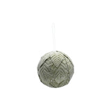 Foam & Fabric Leaves Ball Ornament with Glitter, Ice Finish, Green