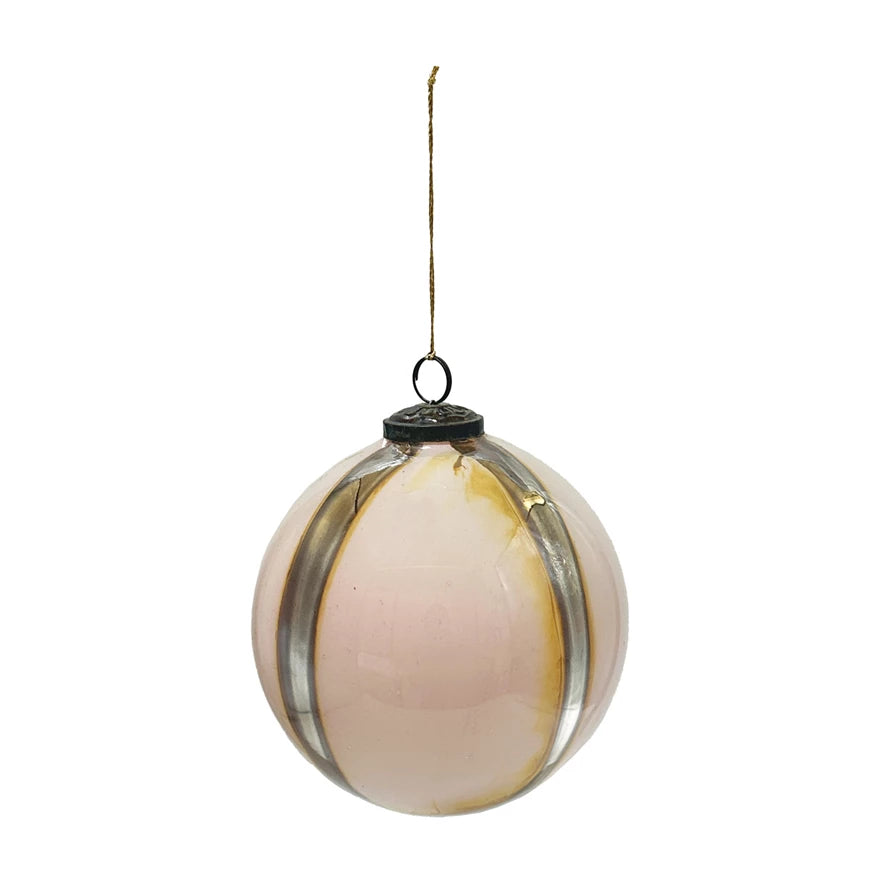 Glass Ball Ornament w. Antique Finish