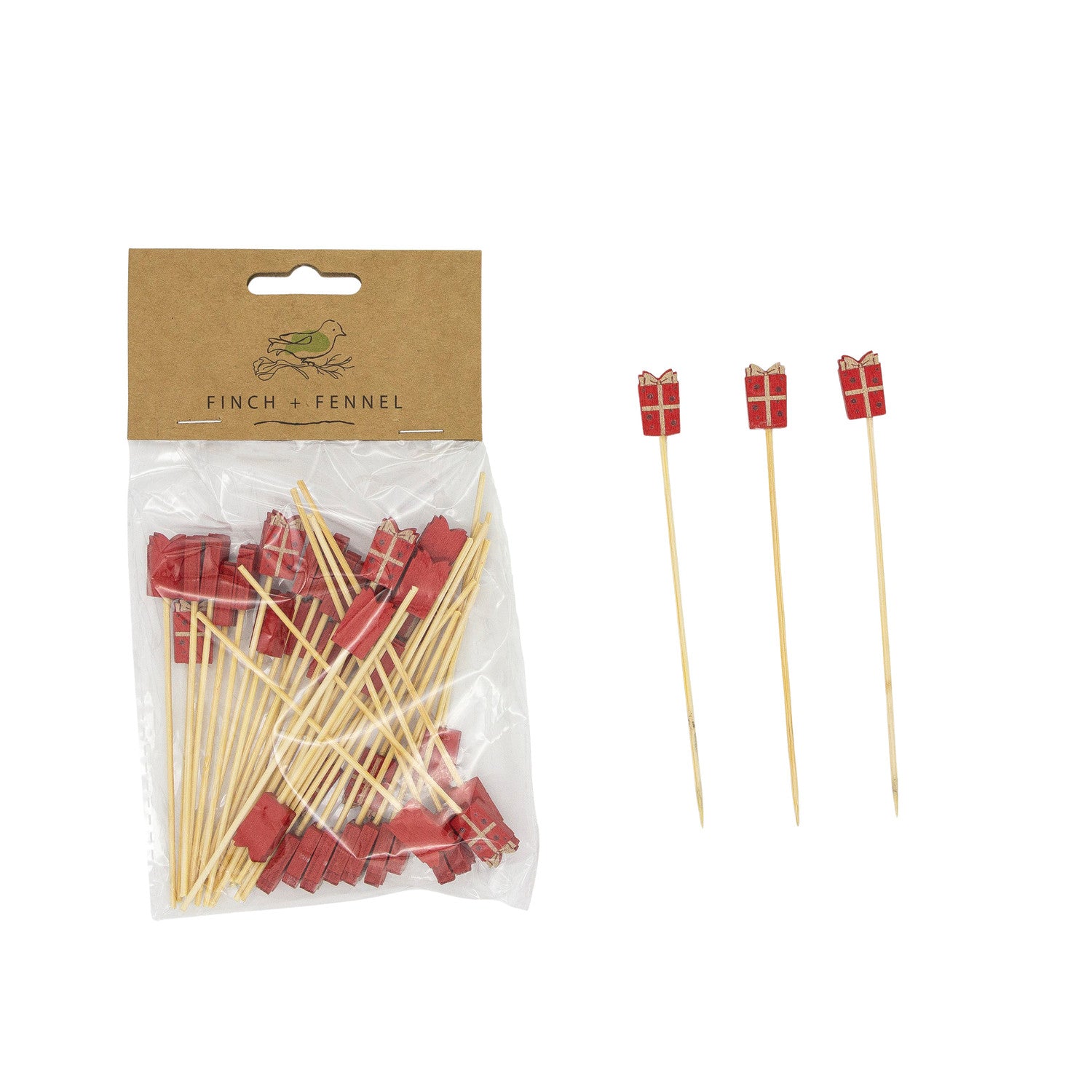 Holiday Bamboo Appetizer Skewers with Decorative Tops
