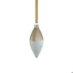 Ribbed Matt Two-Toned Tear Drop Glass Ornament, Wh