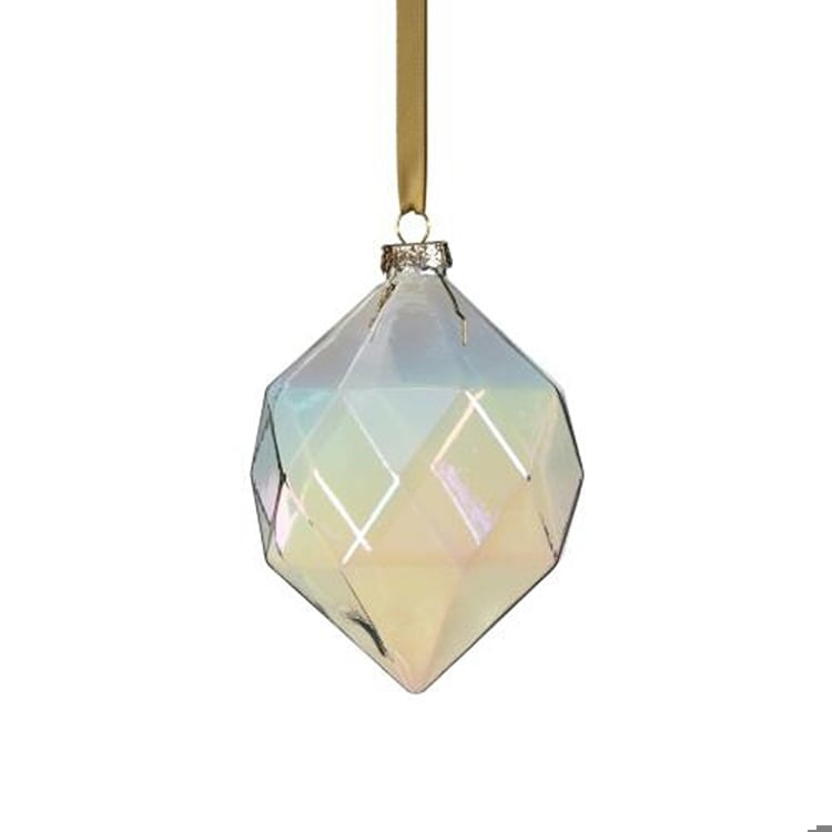 Faceted Glass Ornament B, Clear Luster