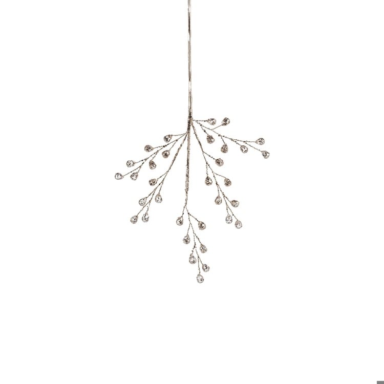 Beaded Glass Berry Pick Clear + Gold 12\"